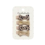 Leopard Shimmer Mini Bow Clip Set