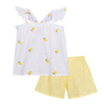 Summer Lemon Set – Embroidered Top & Vichy Shorts