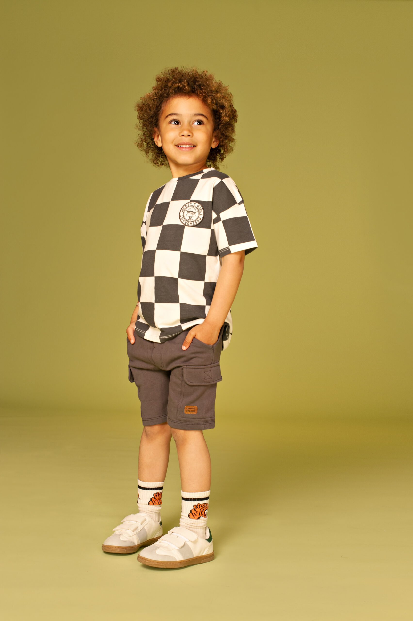 T-shirt dark grey καρό - Image 3